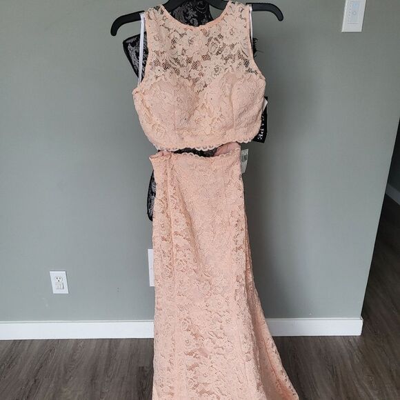 Embellished Lace Two-Piece Mermaid Gown - Picture 2 of 9